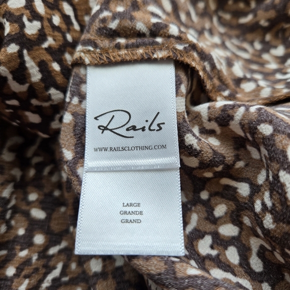 Rails Addison Mini Skirt Sz L Women's Animal Print Tiered Smock Waist Brown's - Picture 10 of 13